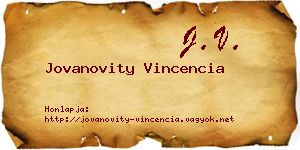 Jovanovity Vincencia névjegykártya